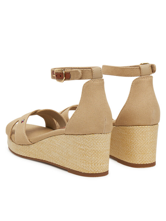 Tommy Hilfiger Tommy Hilfiger Espadrillid Flag Criss-Cros Mid Wedge Espad FW0FW08481 Beež