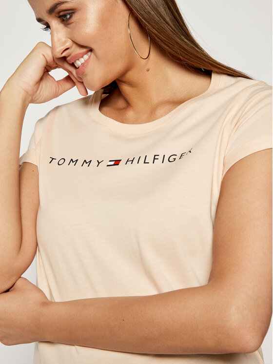 Tommy Hilfiger Tommy Hilfiger Marškinėliai Rn Tee Ss Logo UW0UW01618 Oranžinė Regular Fit