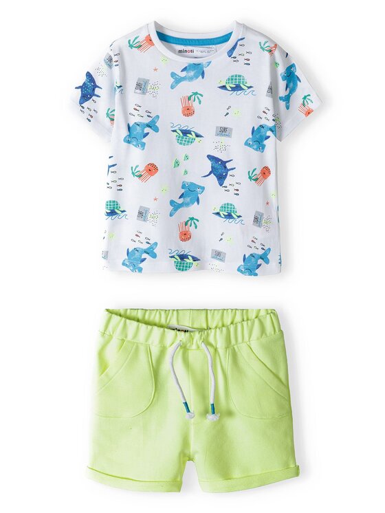 minoti minoti Komplet t-shirt i spodenki catch 4 Żółty Regular Fit