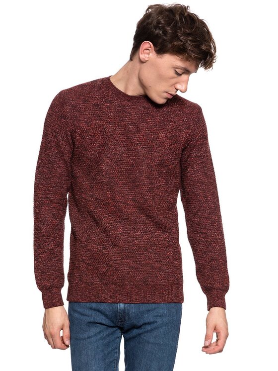 Mustang Mustang Sweter MULINE JUMPER Czerwony Regular Fit