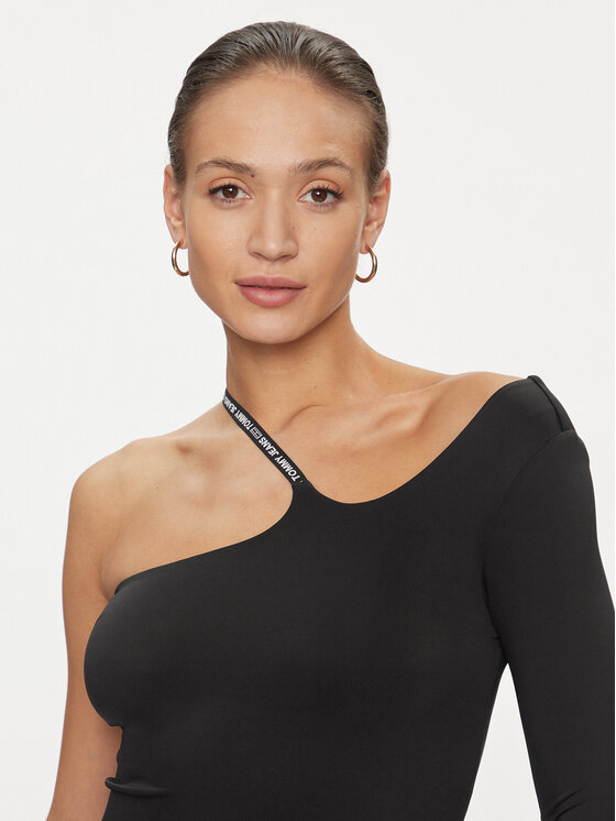 Tommy Jeans Tommy Jeans Блуза Logo Tape DW0DW16502 Черен Slim Fit