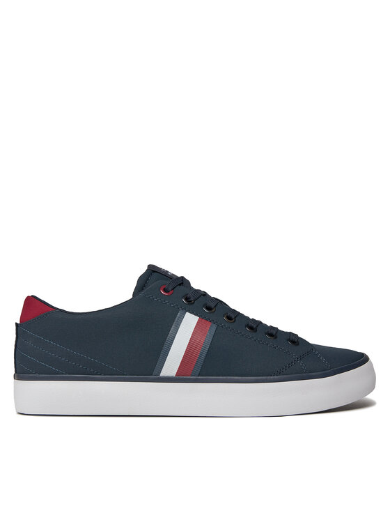 Tommy Hilfiger Sneakersy Th Hi Vulc Low Stripes Mesh FM0FM04946 Modrá