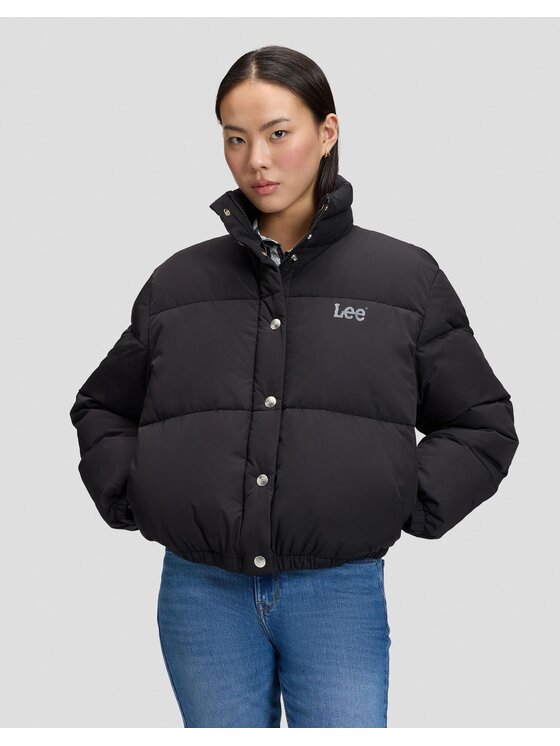 Lee Lee Kurtka puchowa SHORT PUFFER JACKET Czarny Relaxed Fit