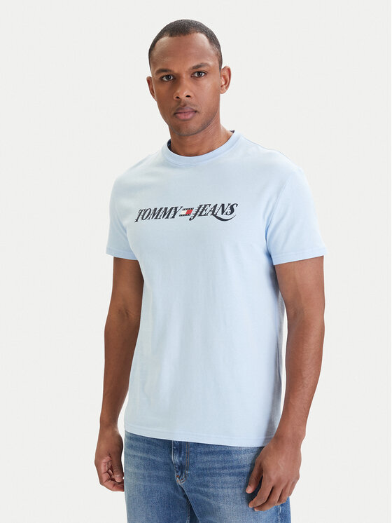Tommy Jeans Tricou DM0DM22548 Albastru celest Regular Fit