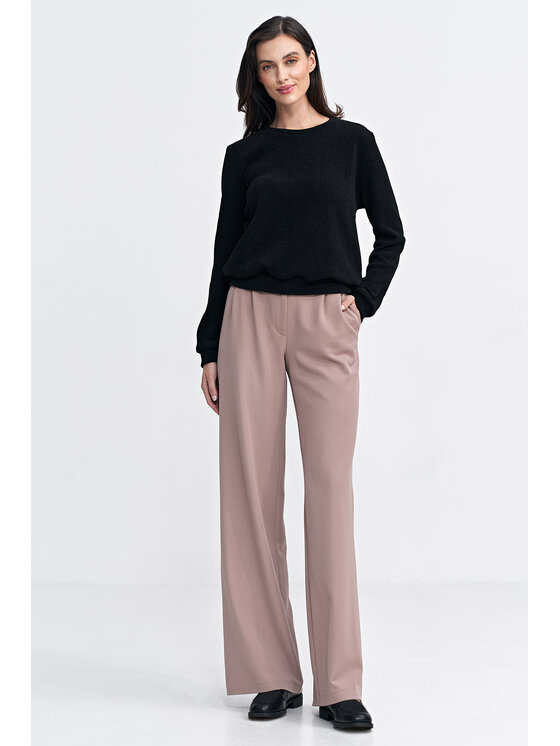 NIFE NIFE Kalhoty z materiálu SD104 Béžová Relaxed Fit