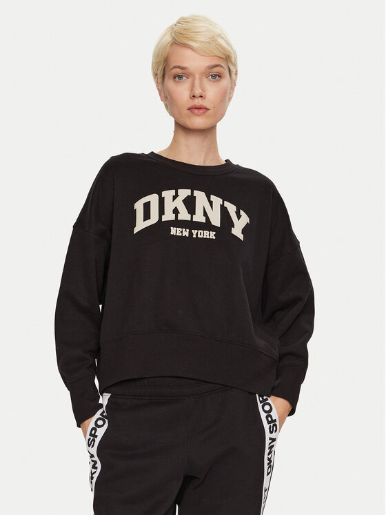 DKNY Sport Džemperis ar kapuci DP4T9944 Melns Loose Fit