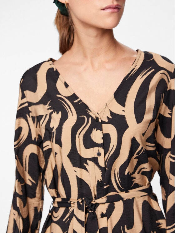 Pieces Pieces Sukienka koszulowa Merita 17147634 Beżowy Regular Fit