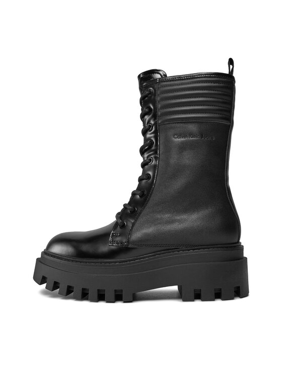 Calvin Klein Jeans Calvin Klein Jeans Μποτάκια Flatform Knee Boot Laceup Lth Wn YW0YW01137 Μαύρο