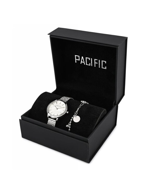 Pacific Pacific Zestaw zegarek i bransoletka PACIFIC X6167 Srebrny