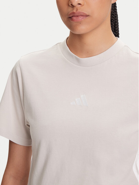 adidas adidas T-Shirt Essentials 3-Stripes JE1237 Beżowy Regular Fit