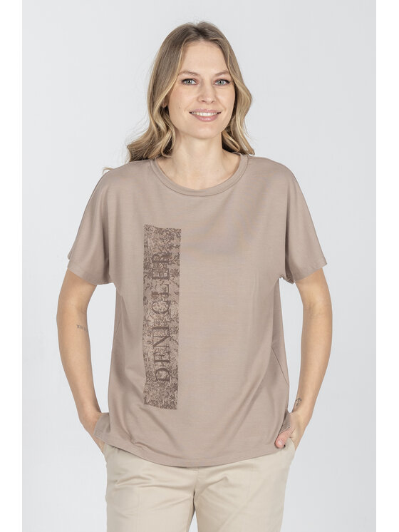 Deni Cler Milano Deni Cler Milano T-Shirt T-DC-T209-F2-46-71-1 Beżowy Loose Fit