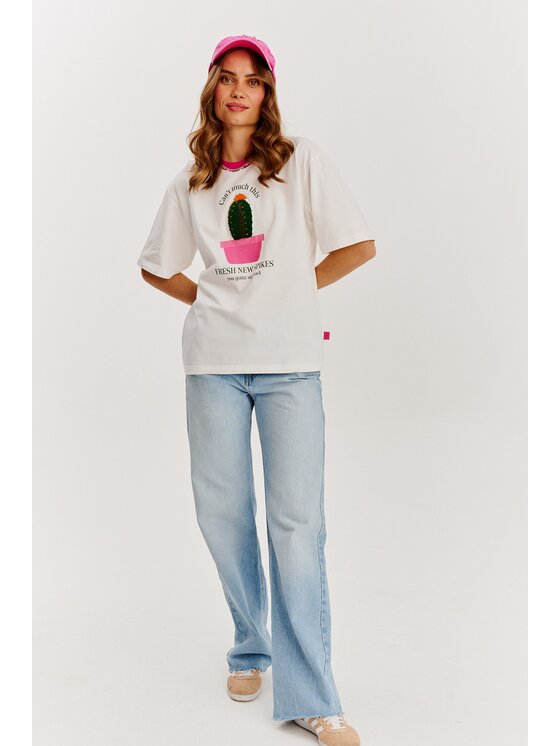 NAOKO NAOKO Tričko Can't Touch This Biela Regular Fit
