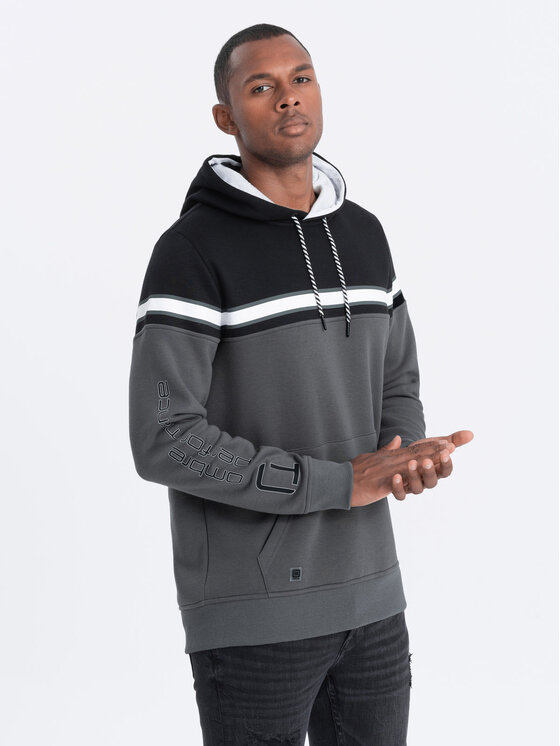 Ombre Ombre Mikina OM-SSNZ-22FW-014 Šedá Regular Fit