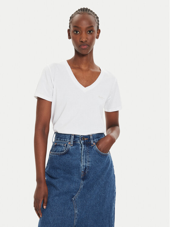 Pepe Jeans Pepe Jeans T-särk Fiore PL505948 Valge Regular Fit