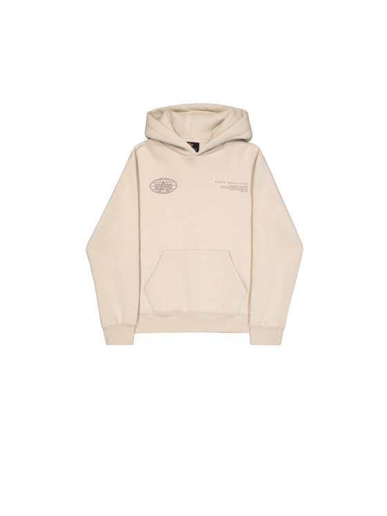 Alpha Industries Alpha Industries Bluza World Logo Backprint Hoodie Beżowy Loose Fit