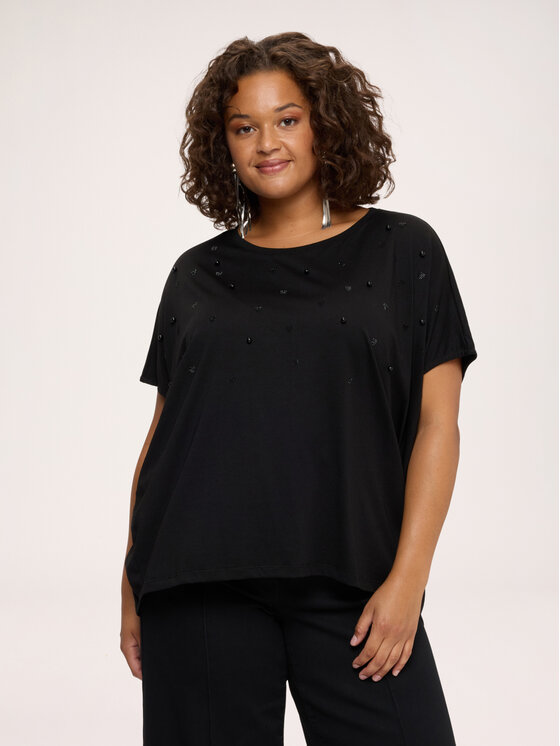 Fiorella Rubino Fiorella Rubino T-Shirt G020E000361N033 Czarny Over Fit