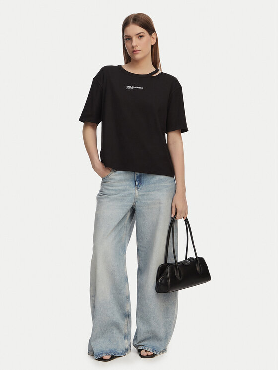 Karl Lagerfeld Jeans Karl Lagerfeld Jeans Marškinėliai B2W17077 Juoda Regular Fit