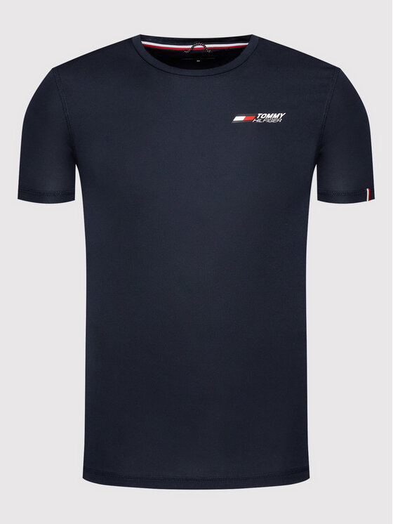 Tommy Hilfiger Tommy Hilfiger Tehnička majica Essentials Training Big Logo MW0MW22737 Tamnoplava Regular Fit