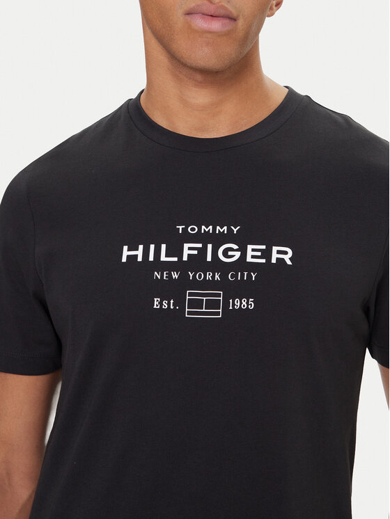 Tommy Hilfiger Tommy Hilfiger T-Shirt Stack Graphic MW0MW40002 Czarny Regular Fit