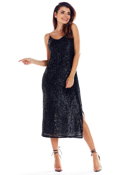 Awama Awama Večerní šaty A352 Černá Basic Fit