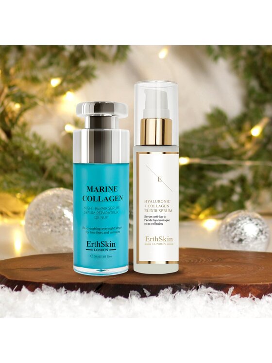 Erthskin London Erthskin London Serum Kwas Hialuronowy i Kolagen - 60ml + Kolagen Morski Serum Naprawcze na Noc 30ml Serum