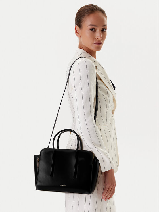 Calvin Klein Calvin Klein Τσάντα Carryall Mini Leather Tote Bag LV04F3034G Μαύρο