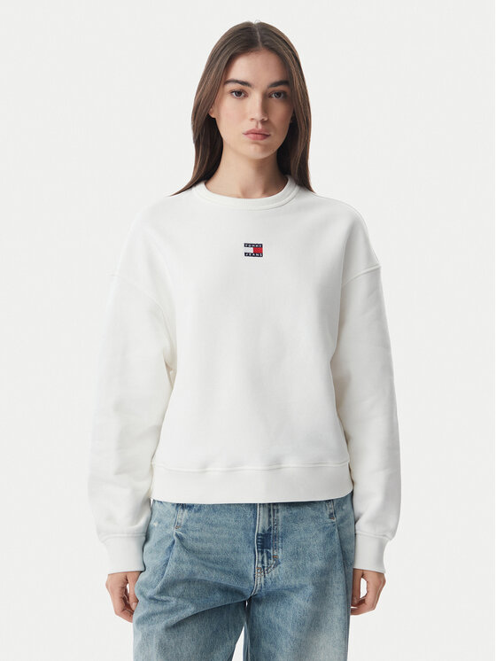Tommy Jeans Pulóver DW0DW17325 Fehér Boxy Fit
