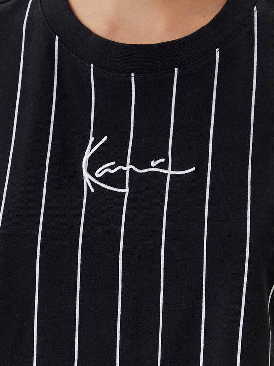 Karl Kani Karl Kani T-shirt Small Signature Essential Pinstripe 6137880 Crna Relaxed Fit