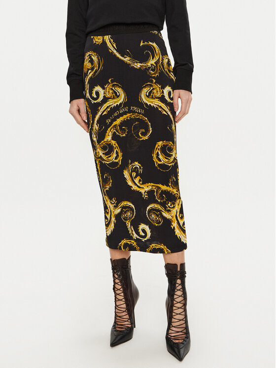 Versace Jeans Couture Midi sukňa 77HAE8B6 Čierna Regular Fit