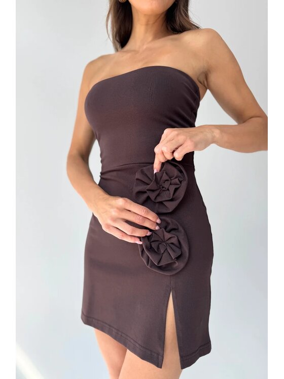 Chiara Wear Chiara Wear Sukienka letnia Sukienka mini ROSE Brązowy Slim Fit