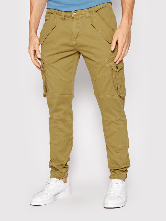 Alpha Industries Auduma bikses Combat 126215 Zaļš Slim Fit