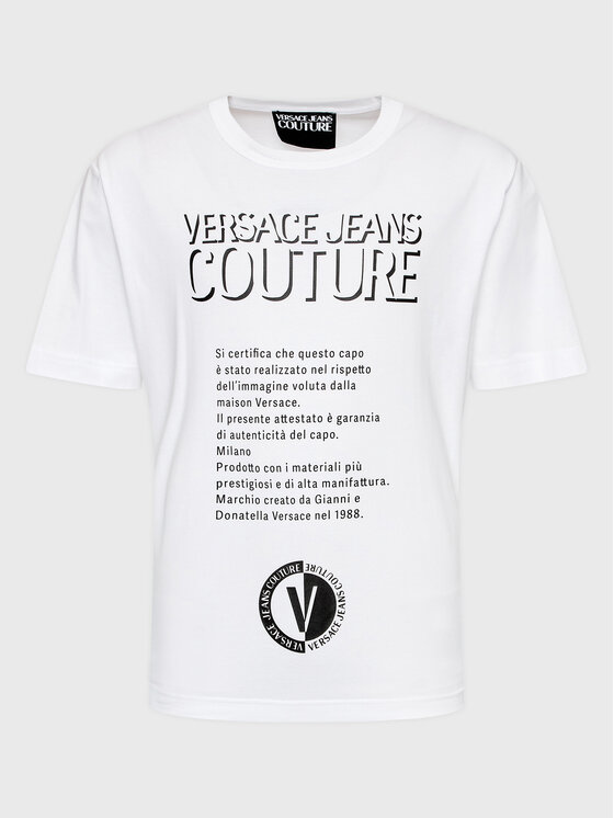 Versace Jeans Couture Тишърт 74GAHY04 Бял Regular Fit Modivo.bg