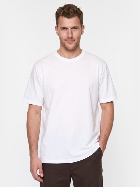 BASICLO BASICLO T-Shirt W-2031-5001 Biały Oversize