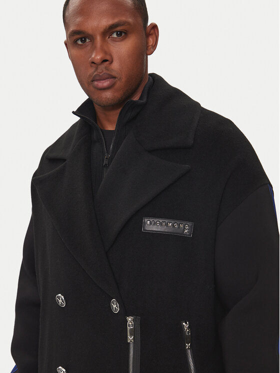 Richmond X Richmond X Gyapjú kabát Mattag UMA24065CP Fekete Regular Fit