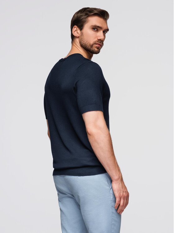 Ombre Ombre T-Shirt OM-TSCT-0252 Granatowy Regular Fit