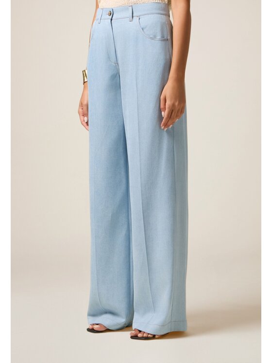 Oltre Oltre Spodnie materiałowe P00DR009163N004 Turkusowy Baggy Fit