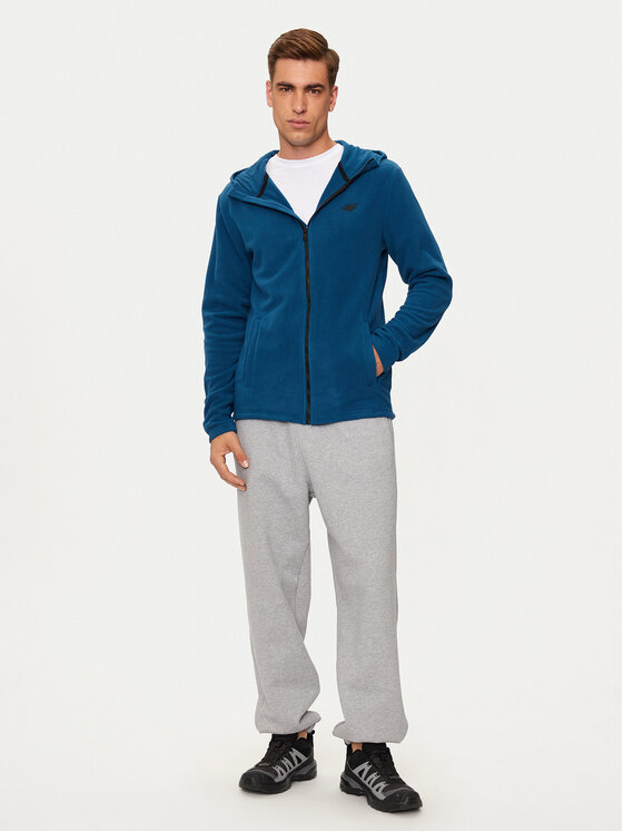 4F 4F Fleecová mikina 4FWMM00TFLEM290 Modrá Regular Fit
