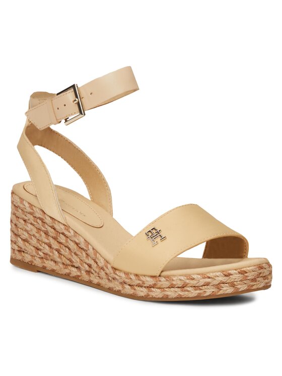 Tommy Hilfiger Tommy Hilfiger Espadrilles Colorful Wedge Satin Sandal FW0FW07913 Beige