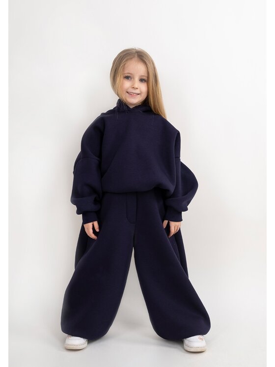 DKaren Sport DKaren Sport Komplet bluza i spodnie materiałowe DK-K-B27 Kids Granatowy Balloon Fit