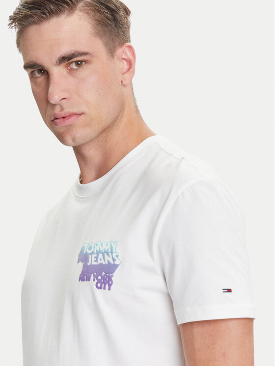 Tommy Jeans Tommy Jeans T-krekls Stack Backprint DM0DM21589 Balts Regular Fit