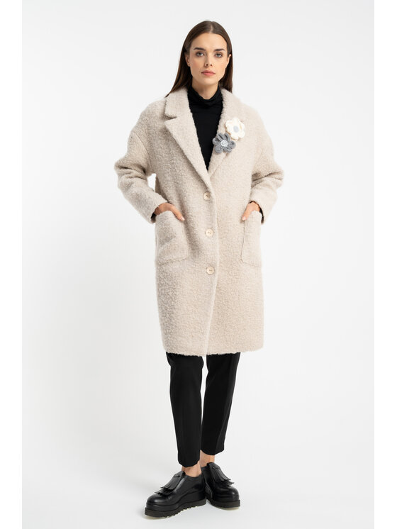 CLICK CLICK Παλτό χειμωνιάτικο 70-0016 Μπεζ Regular Fit