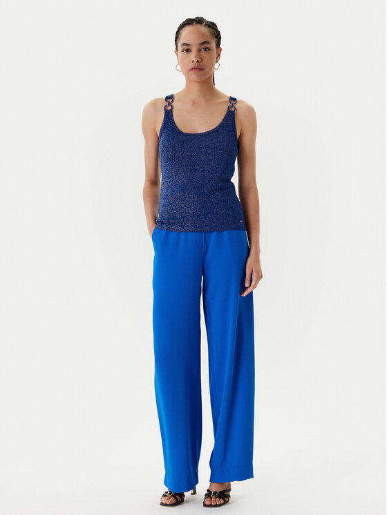 Morgan Morgan Spodnie palazzo 242-PBIRD Niebieski Wide Leg