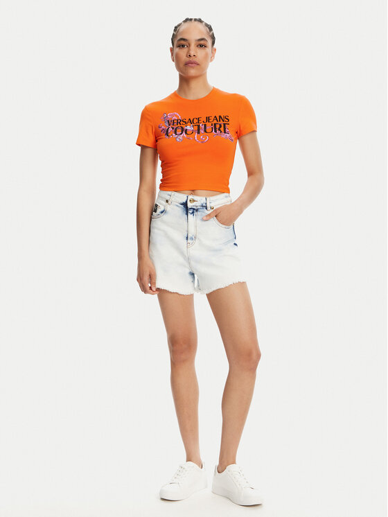Versace Jeans Couture Versace Jeans Couture T-shirt 78HAHC05 Narančasta Slim Fit