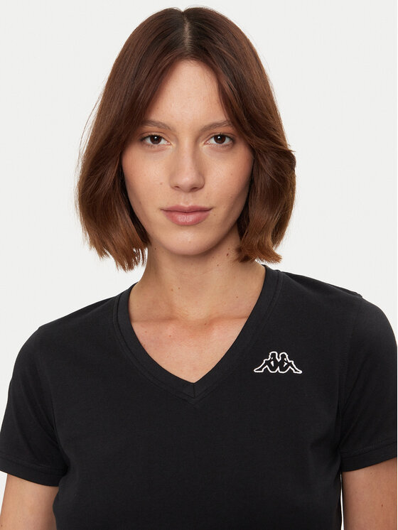 Kappa Kappa T-krekls Logo Cabou 303H0P0 Melns Regular Fit