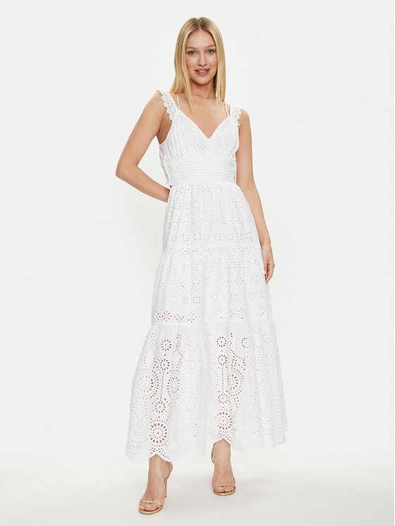 Guess Guess Φόρεμα καλοκαιρινό Sl Palma Long W4GK46 WG571 Λευκό Regular Fit