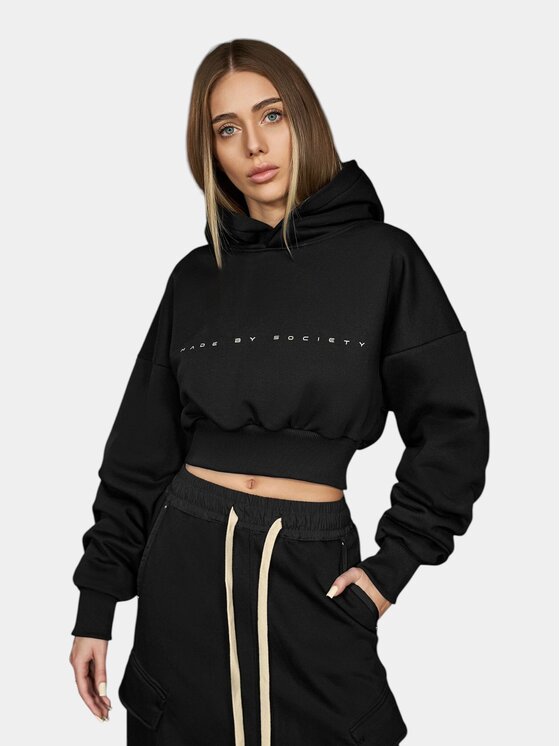 MADE BY SOCIETY MADE BY SOCIETY Kurtka anorak Hanorac crop - H26595 Czarny Basic Fit