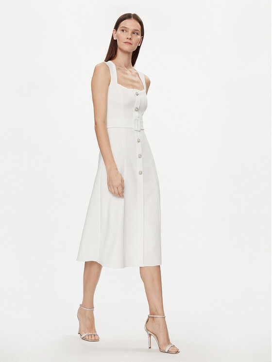 Nissa Nissa Sukienka koktajlowa RC14788 Biały Slim Fit
