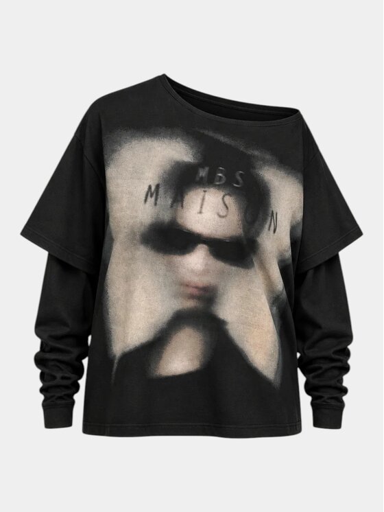 MADE BY SOCIETY MADE BY SOCIETY T-Shirt PORTRAIT TEE - T27895 Czarny Basic Fit