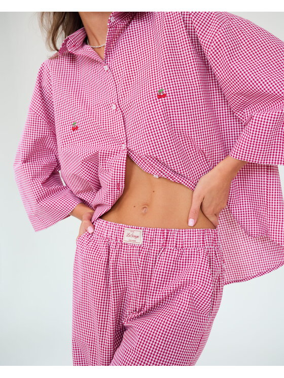 Le Songe Le Songe Spodnie materiałowe CHERRY Różowy Basic Fit