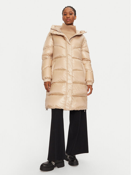 Női Pehelykabát Woolrich, Méret: M, Bézs, Aliquippa Long CFWWOU0926FRUT3085